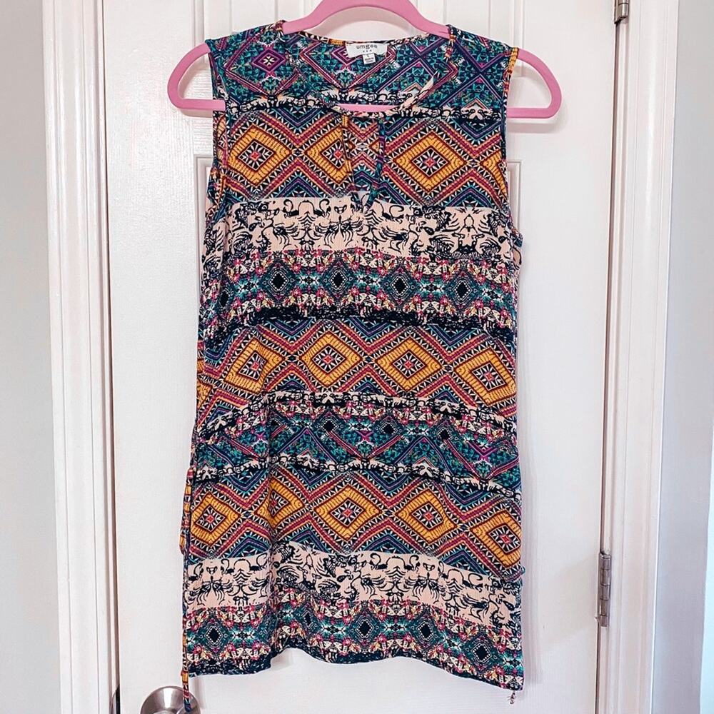 UMGEE • Colorful Tribal Side Tie Tank Top